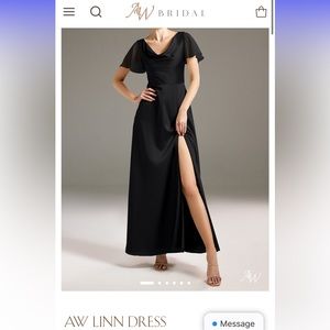 New with Tags AW Bridal Black Metallic “Linn” Floor Length Formal Dress